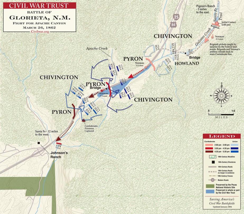 Glorieta Battlefield battle map at Fight for Apache Canyon