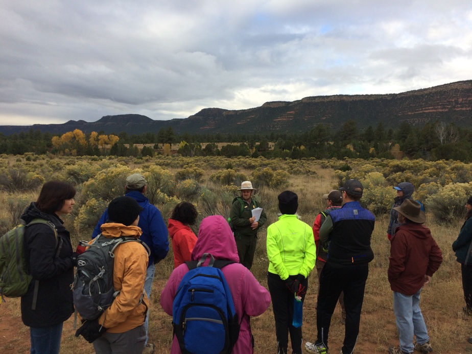 Park Ranger gives a background overview of the Forked Lightning Pueblo hike