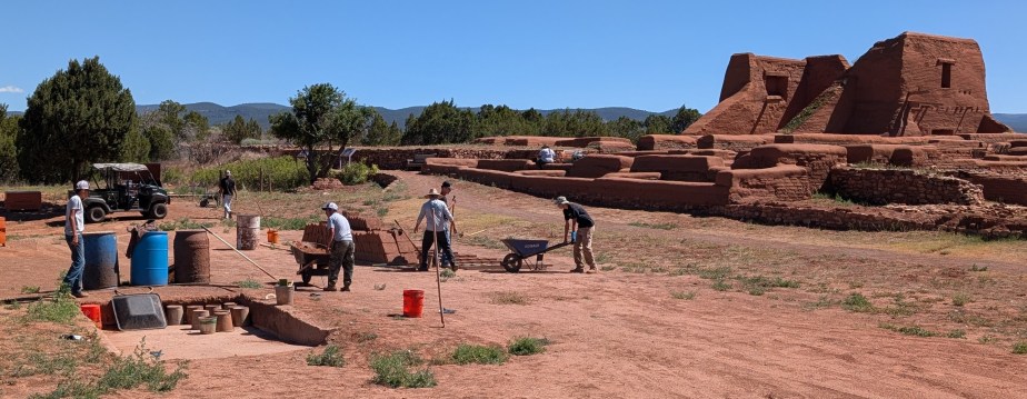Mud capping and adobe brick making at Pecos National Historical Park summer 2026